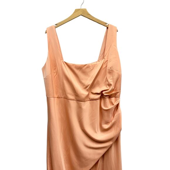 Lulus Red Carpet Romance Peach Satin Square Neck Maxi Dress size 3X - Picture 5 of 6